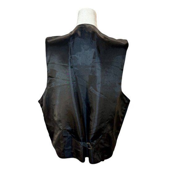 Vintage Black Suede Button-Up western Vest with Satin Backing - Picture 6 of 7